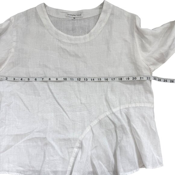 Christopher Calvin White Linen Asymmetrical Hem Top Womens Size M - Picture 5 of 8